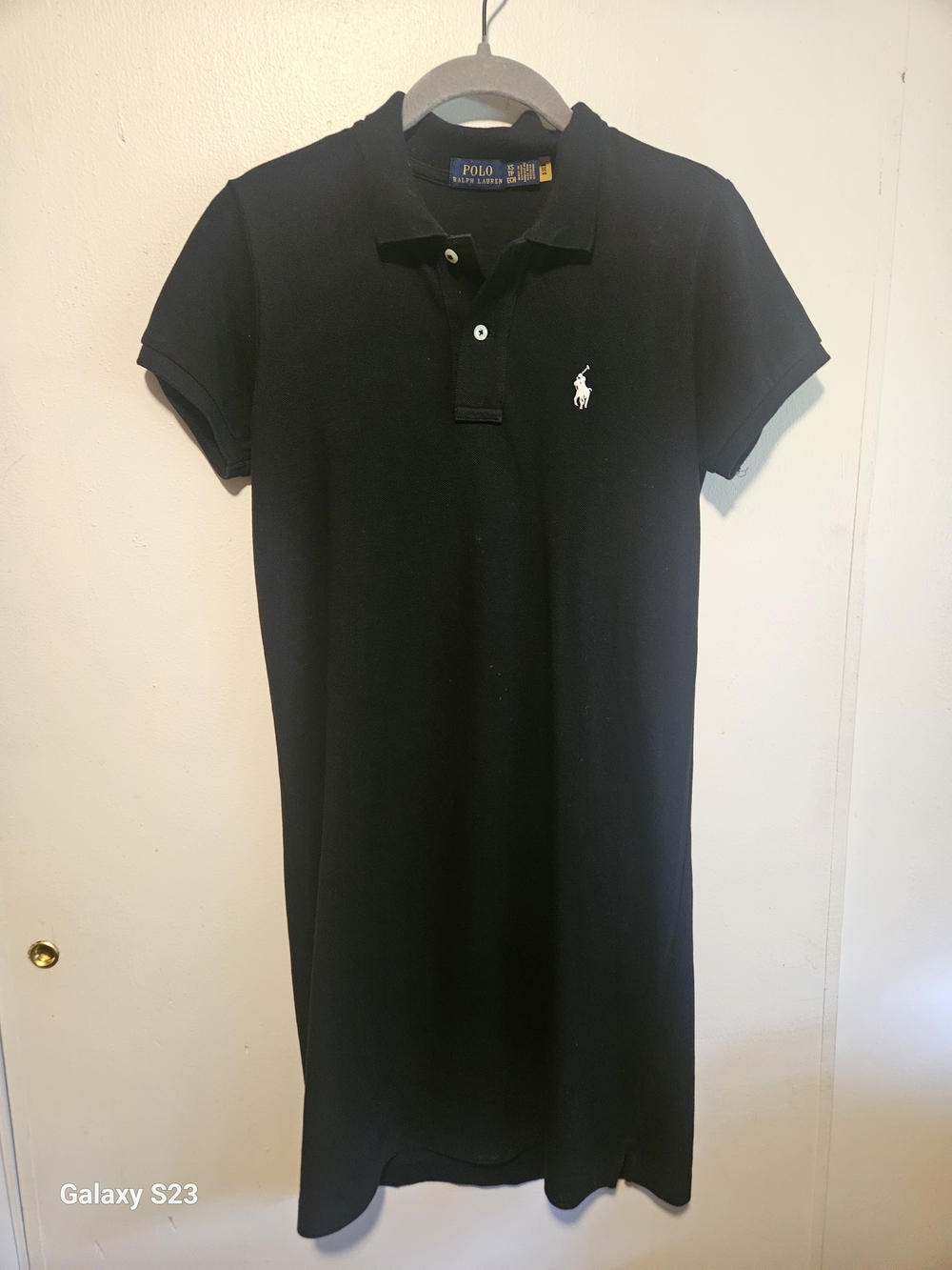 Ralph Lauren Black Polo Shirt Dress with White Pony Logo